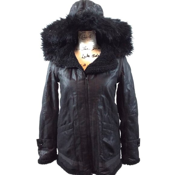 BCBGMaxAzria Barrett Quilted Hooded Distressed Twill Puffer Jacket Coat Size XS - Picture 1 of 8